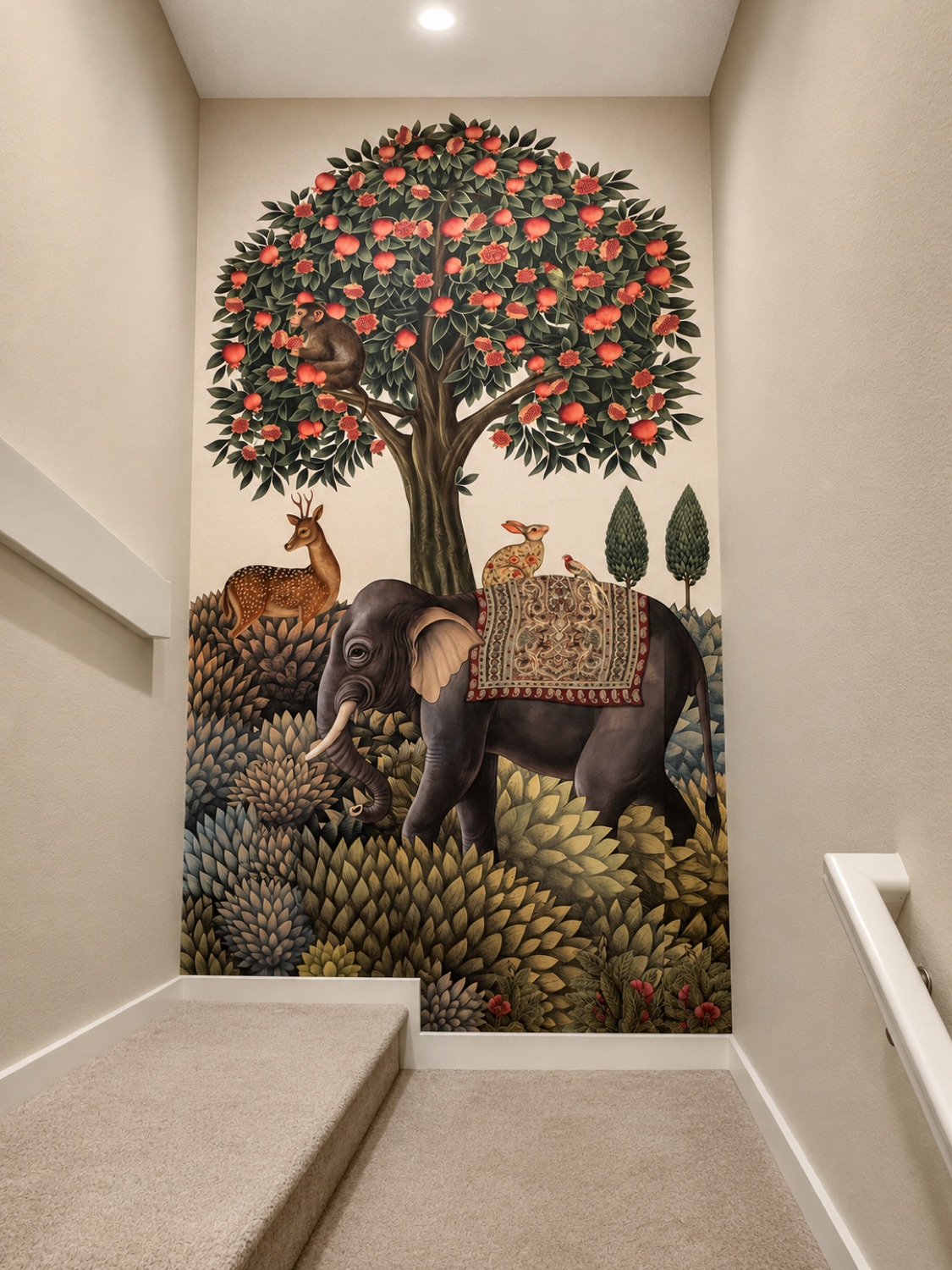 Hallway with textured wallpaper